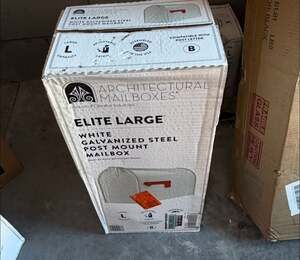 Architectural Mailboxes Elite Large White Galvanized Steel Post Mount Mailbox
